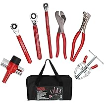 7-Piece Battery Service Tool Kit - Terminal Pliers, Puller, Brush & Wrenches For Auto Maintenance
