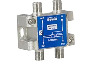 CABLEPELADO Repartidor de 3 Salidas, Distribuidor 3 Salidas, Repartidor Serie Class A, 5-230 MHz, Apto para Bandas de frecuencia Dab, FI, FM, UHF, VHF, Incluye 4 Conectores F, 3 Salidas