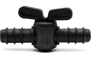 DOJA BARCELONA DOJA Industrial | Valvula de Paso | 16mm | Pack 25 | Color Negro | Llave para Tubo de Riego por Goteo, Manguera, Nebulizador Terraza | Uso en Jardin Exterior, Agricultura... Entre Otros