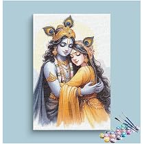 Eazy Arts DIY Divine Embrace: Radha Krishna Love Paint by Numbers ...