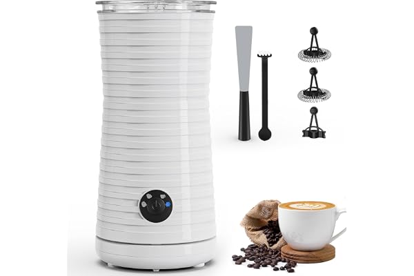 Morpilot Mousseur à Lait Électrique 4 en 1 à Mousse Chaude Froide et Chauffe-lait, Emulsionneur Automatique 400W 240ml pour Cappuccino Macchiato Latte