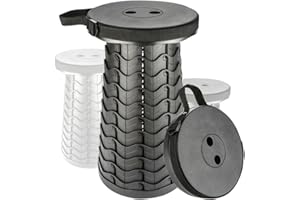 VONLUX Sgabello Telescopico Portatile - Sgabello Pieghevole Portatile Sgabello Da Campeggio Regolabile 6,5-45 cm, Sedile Pieghevole Telescopico Leggero per Pesca Viaggi Trekking Barbecue (Nero)