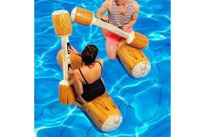 FOCKET 2 Pcs Set Inflatable Floating Row Battle Logs Water Toys,Interesting Floating Bed Pool Lounger Giant Floats Ride Boat Raft,Adult Children Pool Party Water Sports Games Log Rafts to Float Toys