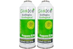 Genérico Lot de 2 bouteilles de gaz réfrigérant écologique organique R32, R22, R407, R410A et R290 pour recharge Split Climatiseur