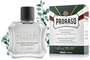 Proraso Baume Après-Rasage, 100 ml, Soin Visage Homme rafraîchissant sans alcool, Baume à Barbe à l'huile d'eucalyptus et menthol, Fabriqué en Italie