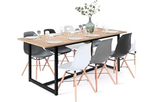 IDMarket – Mesa de comedor extensible rectangular Detroit 6-10 personas, diseño industrial 160-200 cm