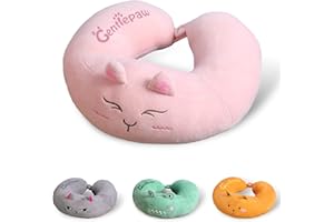 ‎GENTLEPAW U-Shaped Elasticity Travel Pillow, Rest Neck Support Pillow, Car Seat Sleeping for Traveling, Headrest Airplane Pillow for Adults, Children, Kids (Rosa)