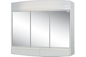 JOKEY Sieper Spiegelschrank Topas Eco mit LED Beleuchtung 60 cm breit, Kunststoff Spiegelschrank in Weiß inkl. Steckdose