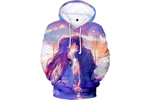 WANHONGYUE Anime Sword Art Online Kirito Sao Hoodie Sudadera con Capucha Cosplay Disfraz 3D Impreso Pullover Suéter con Bolsillos Cordón