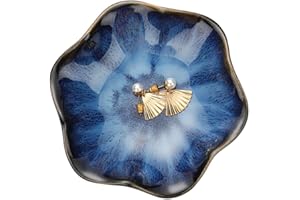 BINOSTER Ceramiczne naczynie na biżuteria, taca na biżuterię z liśćmi, taca na klucze, mały pierścień, uchwyt na naczynia, talerz do dekoracji, stolik nocny