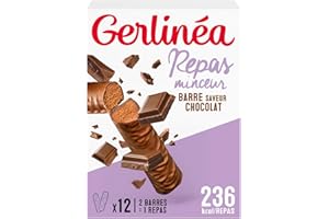 Gerlinéa - Barres Repas Saveur Chocolat - Repas Complet et Rapide - 12 barres (soit 6 repas)