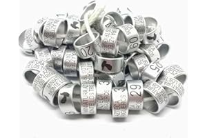 SUDSTY 60pcs 2mm to 16mm Customized Birds Rings Pigeon Leg Bands Aluminium Printing Letters Year Numbers Metal Mark Name Personal (Silver)