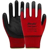 Beybi Pn5 Kırmızı Zebra Polyester &Ouml;rme Nitril Iş&ccedil;i Eldiveni 10 &Ccedil;ift 10 Numara