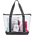 Large Clear Tote Bag, Fashion PVC Shoulder Handbag for Women, Clear Stadium Bag for Security Travel,Shopping,Sports and Work