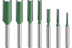 Hwtcjx 7 Piezas Juego de Fresas para Madera, Doble Flauta Fresa Recta con Vástago de 6 mm, Herramientas Carpinteria para Fresadora para Madera - 3 4 5 6 8 10 12 mm de Diámetro de Corte