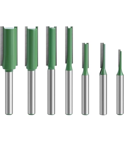 ASNOMY 7Pcs Fraise Droite à Queue De 8 Mm, 6mm 8mm 10mm 12mm 14mm 18mm 20mm De Diametre Fraise à Bois Routeur à Coupe Droite Flush Trim Pattern Router Pour Le Travail Du Bois