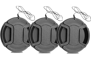 77mm Lens Cap, CAM-ULATA 3-Pack Universal Plastic Snap on Center Pinch Lens Caps Set with Microfiber Lens Cleaning Cloth for Canon Nikon Sony Olympus DSLR Camera