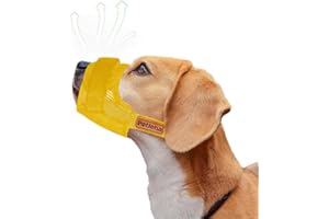 HAZXH Bozal para Perros,bozal de Nailon Suave, Transpirable, antiladridos, mordeduras y masticaciones, cómodo bozal de Malla Suave, Bozal para Perros Grandes, medianos y pequeños (Yellow, L)