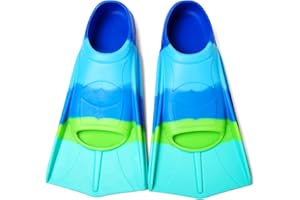 Azuunye Aletas de natación para niños, Aletas de Agua Cortas, Aletas de natación 100% Silicona para Entrenamiento de Buceo para niños, jóvenes y niños