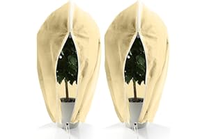 LangRay Cubre Plantas Invierno, Funda para Plantas Cubiertas de Protección de Invierno para Plantas 80g/㎡ contra Heladas y Frío con Cordón y Cremallera para Árboles Olivo (Beige, 80x100 2pcs)
