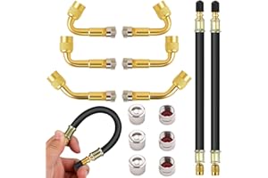 HIQE-FL Ventil Verlängerung,Kupfer Ventiladapter 45 90 135 Grad Winkelventil,Ventil Verlängerung Adapter,Kupfer Ventiladapter Set,für Auto Motorrad Fahrrad