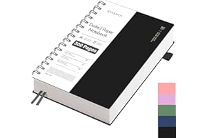 ‎EMSHOI EMSHOI Notizbuch A5 Gepunktetes, Bullet Dotted Journal mit Spiralbindung, 300 Seiten/150 Blatt, 100 gsm Premium-Papier, PVC-Hardcover – Ideal für Damen, Herren, Büro & Schule, 14,5 x 21 cm, Schwarz