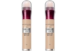 Maybelline New York Correttore Multi-Uso, Idratante e con Coprenza Modulabile, Imperfezioni e Occhiaie Coperte, Con Bacche di Goji e Haloxyl, Cancella Età, Tonalità: 02 Nude, Bipacco
