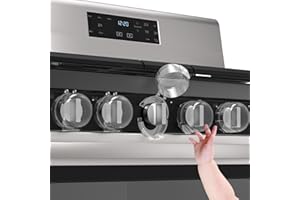 SINOACC Stove Knob Safety Covers Child Proof Oven Gas Stove Knob Covers for Child Safety, Heat-Resistant, Clear View, Water Oil Resistant, Easy Installation, Oven Proofing for Baby Toddler Pet, 5 Pack