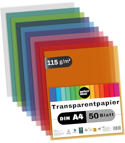 Ideen Mit Herz Papier Transparent - Avec Bord Vergé - 14 Cm X 14 Cm - 130 G/ M² - 20 Feuilles (bleu