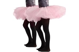 CALZITALY PACK 1/2 Collants de Danse Fille avec Pied | Rose, Beige, Blanc, Noir | 4-14 ans | 40 DEN | Fabriqué en Italie