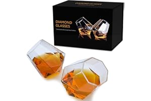 MAD MONKEY Verres Diamant, Set de 2 verres à whisky, Verres à whisky insolites, Pivotant sur pied, Coffret cadeau