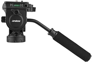 Andoer Testa a sfera fluida con rotazione panoramica a 360°, portata massima 5 kg, con manico per videocamera a vite da 1/4" e treppiede monopiede da 3/8"