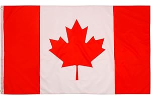 PHENO FLAGS Bandera de Canadá - Bandera canadiense 90 x 150 cm con ojales de latón - Bandera nacional resistente a la intemperie para asta - 100% poliéster