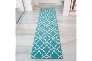 THE RUG HOUSE Geometric Trellis Runner Rug Blue Grey Mustard Triangle Rugs Hallway Bedroom Living Room Kitchen