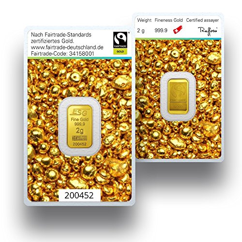 Preisvergleich Produktbild Goldbarren 2 Gramm - Fairtrade Gold - Goldgeschenk - 999.9 Feingold