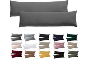 Soifox poduszka dla osób śpiących na boku, poszewka, 40 x 145 cm, 2-pak, antracyt, poszewka z zamkiem błyskawicznym, 100% mikrofibry, odporne i hipoalergiczne poszewki na poduszkę dla osób śpiących na