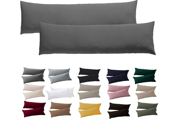Soifox Sidosovkuddar, överdrag 40 x 145, set om 2, antracitgråa örngott med dragkedja, 100 % mikrofiberresistenta och allergi
