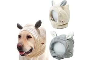 ZHUIDREAM Orecchie Silenziose Per Cani, Alleviare l'Ansia Paraorecchie Per La Toelettatura Del Cane, Paraorecchie Per Cani Protezione Antirumore, Berretto Da Cucciolo Caldo Lavorato a Maglia (Beige+grigio)