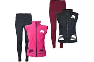 MS-Trachten July Children's Riding Vest Softshell with Silicone Full Seat Riding Leggings