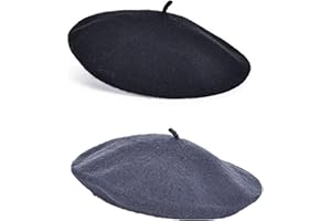 ASYBHYY Boina Mujer Francesa Disfraz, Juego de gorro, guantes, bufanda, 2 Pack Artista Clásica Moda Sombrero de Delgado Color Sólido para Mujeres Señora