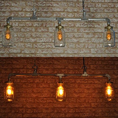 THE CLARKE 3 way KILNER JAR Chandelier Pendant Light New Industrial Style Vintage Retro Lighting works with led Bar Restaurant Loft Urban Farmhouse Steampunk pipe