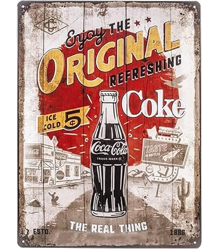 Sawfish® Targa Da Parete In Metallo Retrò Coca Cola - 15x20 Cm - Decorazione Vintage Per Pub, Bar, Cucina E Man Cave