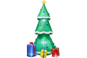 YCOLNAEFLLR 244CM Nadmuchiwana choinka i torba prezentowa dekoracje z wbudowanymi diodami LED na duże imprezy rodzinne i dekoracje świąteczne na patio