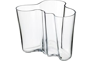 Iittala Alvar Aalto przezroczysty wazon ze szkła kryształowego w kształcie fali, wymiary: 16 cm x 20,8 cm, 1007041
