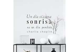 NACNIC Pegatina de pared wall decor UN DIA SIN UNA SONRISA ES UN DIA PERDIDO. Vinilo decorativo es español. Pegatina decorativa Decoración Salón Hogar Oficina Tiendas Habitacion.