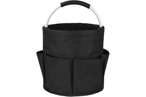Vuxava Reinigungstasche Putzmittel Organizer, Organizer Universal-Reinigungs-Caddy, Aufbewahrungskorb Mit Griff, Werkzeugkorb Tasche mit 6 Außentaschen für Indoor Use, Garden, Bathroom,Schwarz