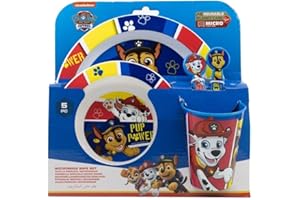 My sweety pop - Kindergeschirr Set - Lunchset - 5-teiliges Set - Teller - Schüssel - Glas - Gabel - Löffel - Paw Patrol - Jungen - Paw Patrol - Blau