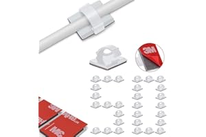 ELEPURE 50 Piezas Clips para Cables Adhesivos Duraderos de 3 M, Sujeta Cables Adhesivo Ajustable, Organizador de Cable Autoadhesivo de Exteriores para Navidad y Luces de Hadas/Hogar/TV/Cargador/PC -Blanco