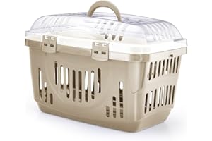 Patam trasportino rigido per cani e gatti con coperchio trasparente e apertura dall’alto 49 cm x 33 cm x 33 cm Made in Italy – Tino Beige