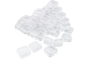 EABDICE 36 Pezzi Mini Scatola di Plastica Trasparente, Scatola di Stoccaggio, Contenitori Plastica con Coperchio, Applica a per Piccoli Oggetti (Trasparente)